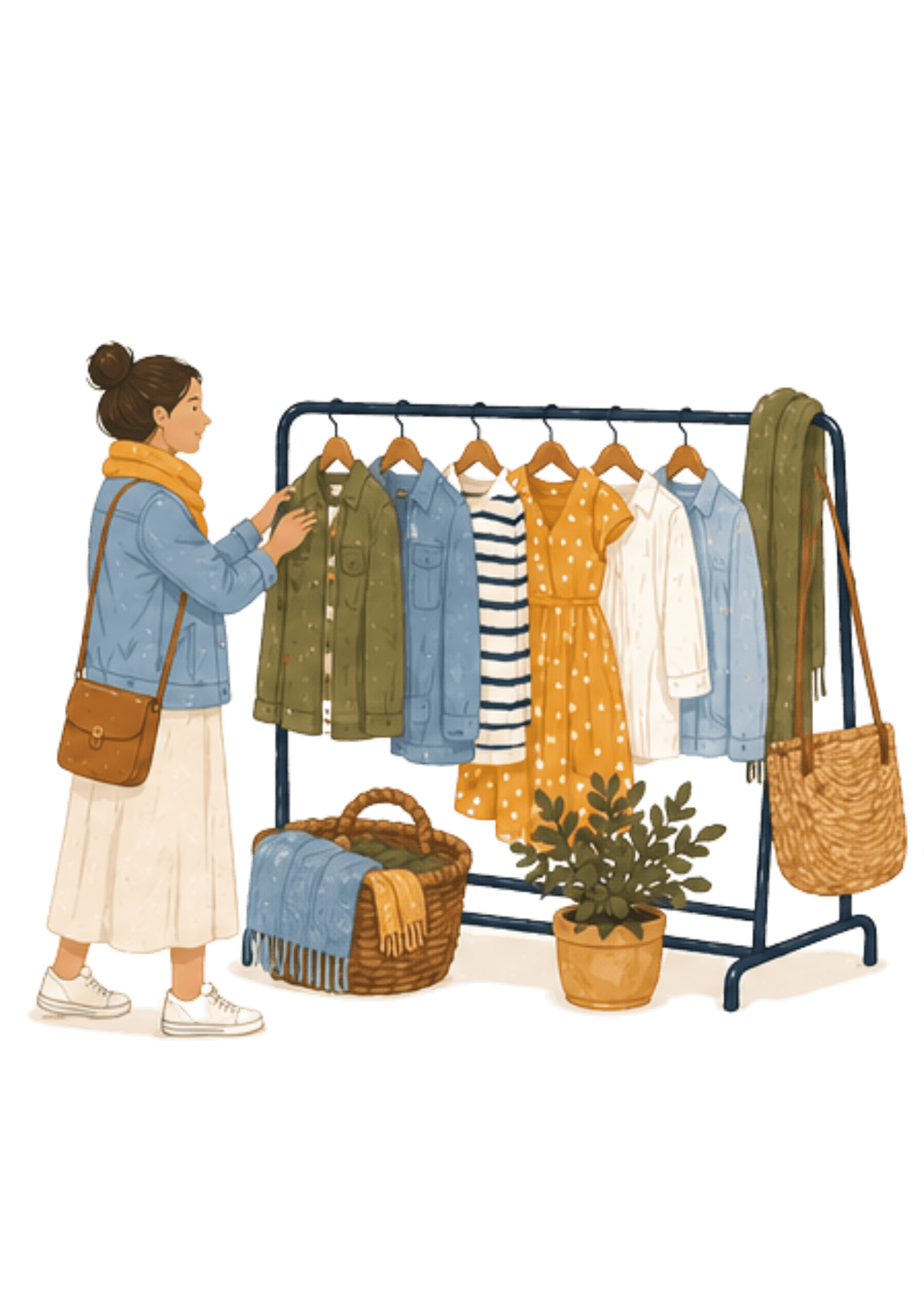 Illustration of vintage clothing at the Snuffelmark