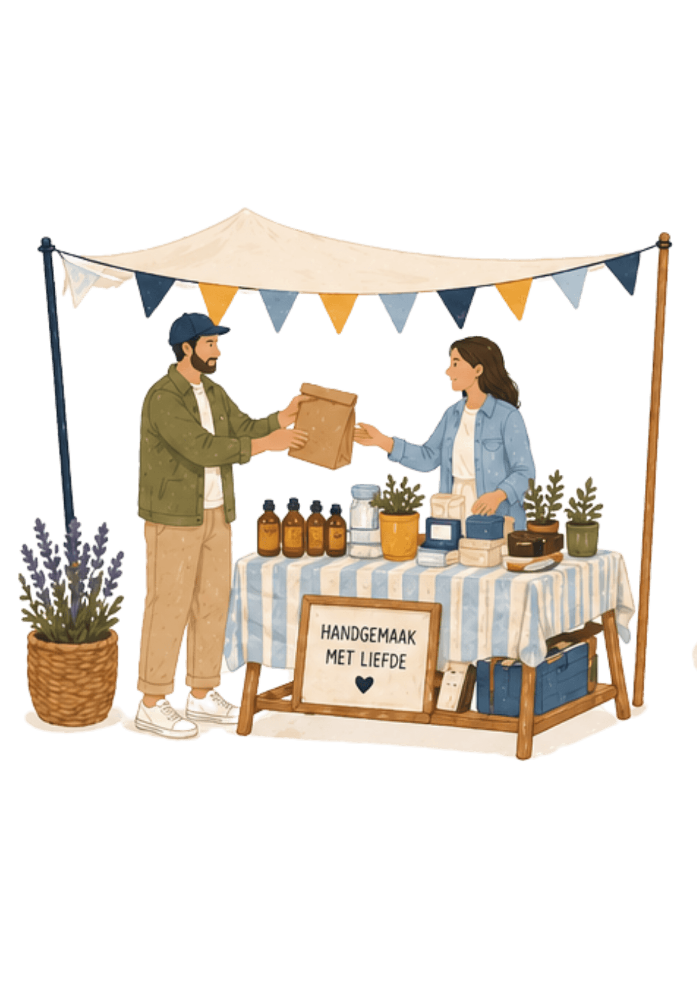 Illustration of a local handmade market stall